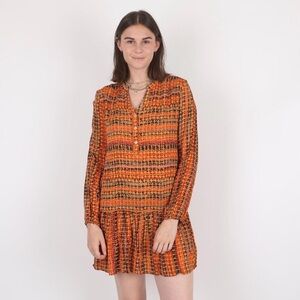 ANTHROPOLOGIE Saturday Sunday Elyn
Drop Waist Dress Tangerine Geometric
